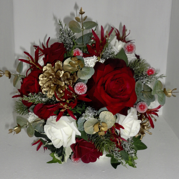 Burgundy, Deep Red & Gold Bridal Bouquet